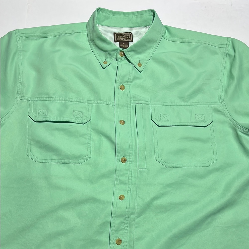 Schmidt Workwear Casual Button Down Shirt with Collar Mint Green Men’s XL